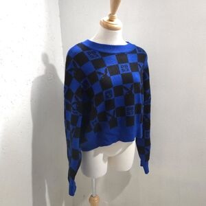 Playboy | Blue and Black Checkered Sweater